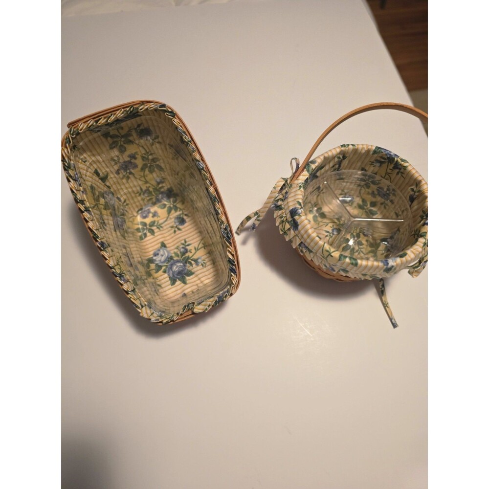 Pair of Longaberger Lined Baskets. Small Fruit Basket & Small Vegetable Basket